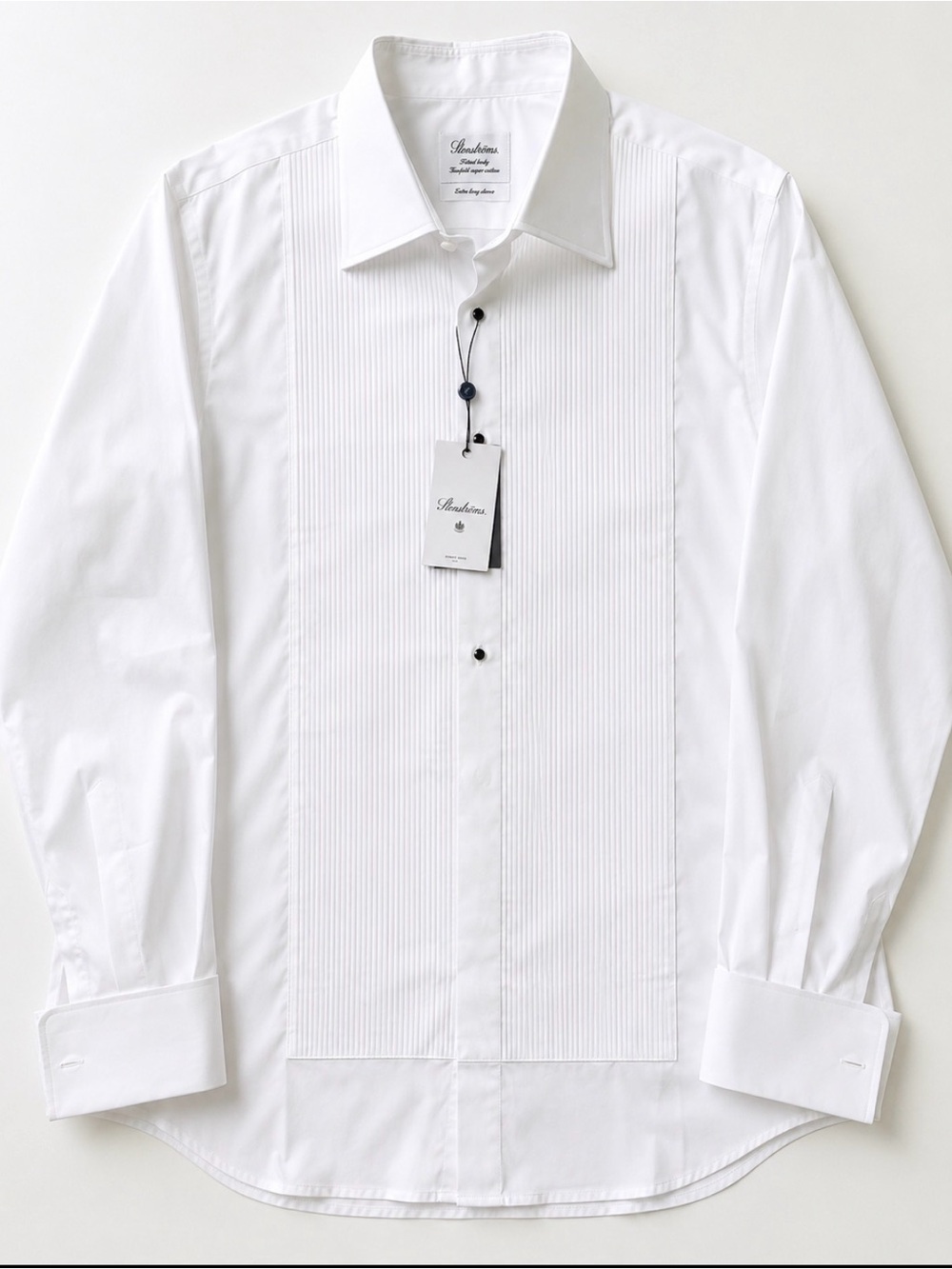 Stenstroms Tuxedo Shirt Mens 45 White Pleated Bib French Cuff Extra Long NWT